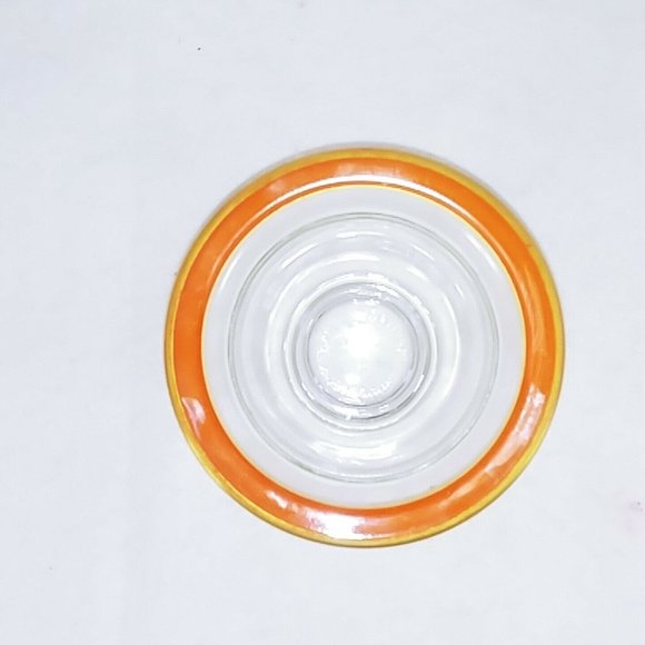Glass Dish Bowl Nut Candy Dish Orange Gold Painted Collectible Vintage - Picture 3 of 6